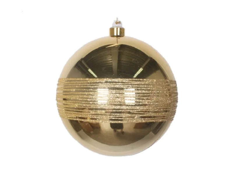 10" Gold Shiny Glitter Ball Set Of 2