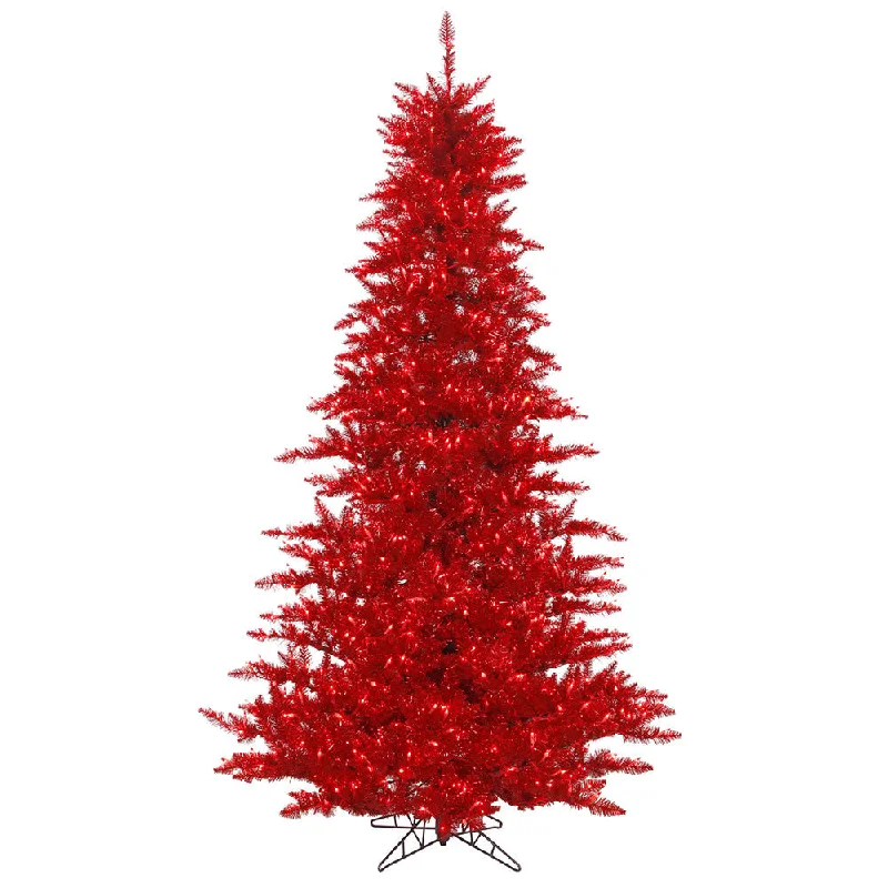 10' Red Tinsel Tree, Unlit