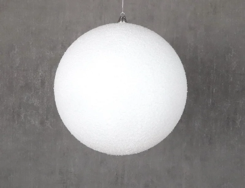 12" Snow Powder Ball Ornament Set Of 2