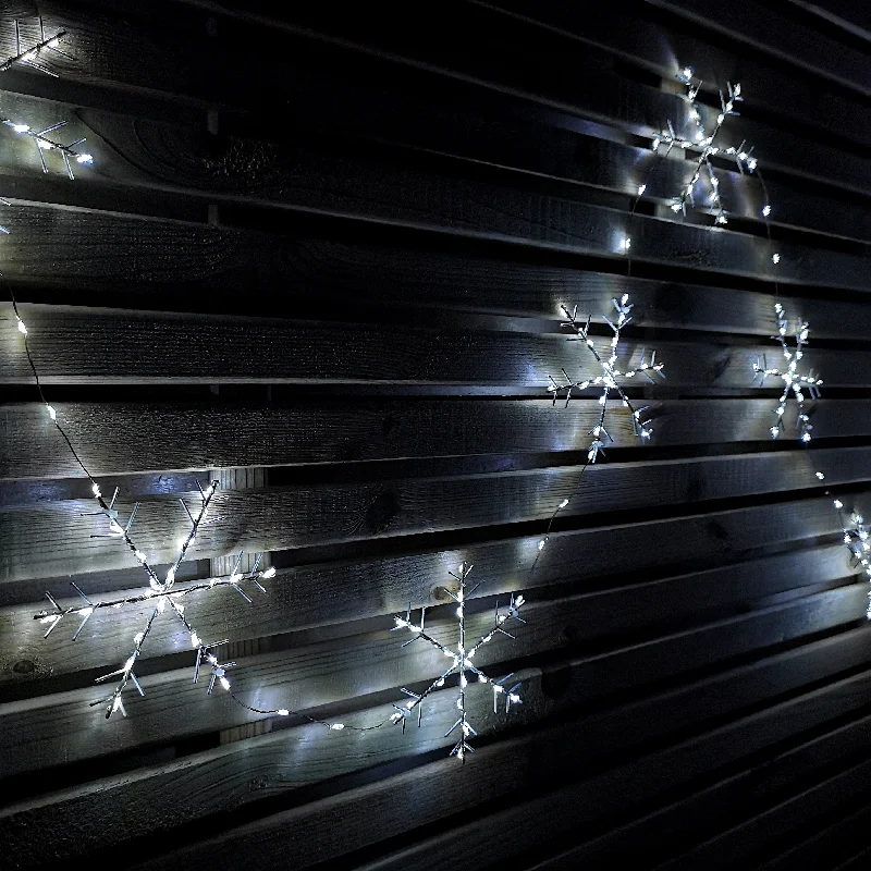 2.6m Set of 10 MicroBrights Christmas Snowflake String Lights with 258 White LEDs