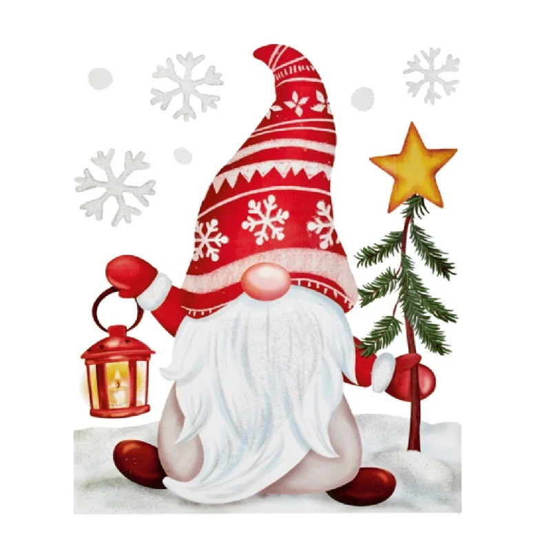 35cm Christmas Gonk in Snow Scene Window Decal Decoration with Glitter