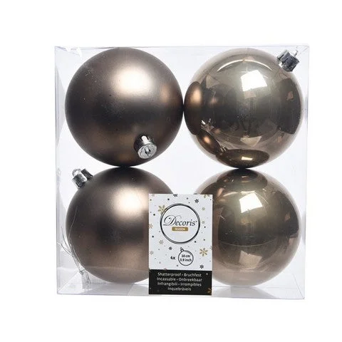 4" Shiny & Matte Silver Ball Ornaments Set Of 24