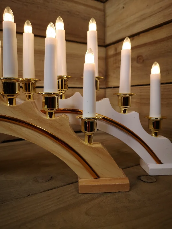 45cm Premier Christmas Candlebridge with 7 Bulbs Mains Powered  Choose from White or Light Wood