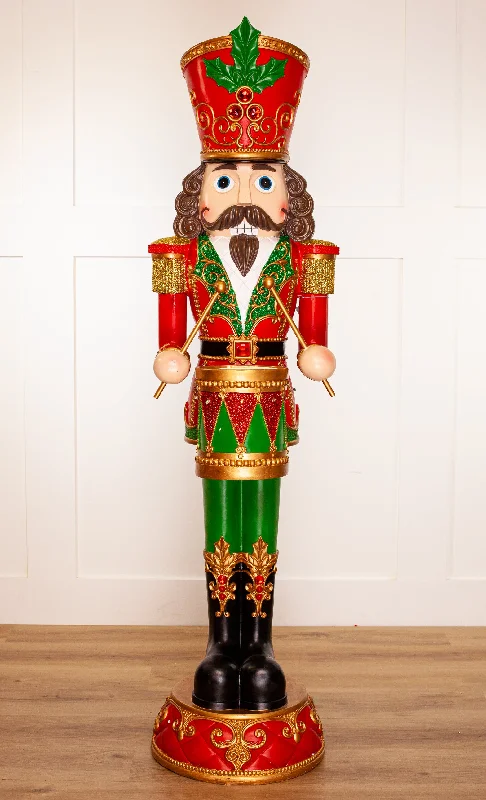 5 FT Red & Green Nutcracker with Music & Multicolor LED Battery Operated Lights