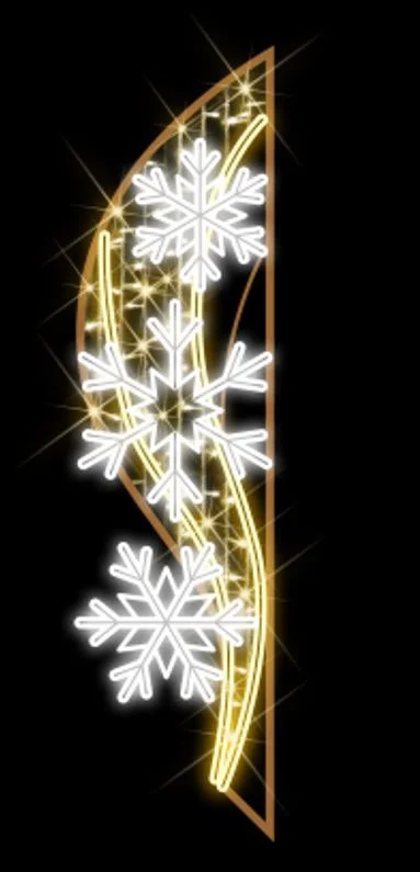 6 FT x 3 FT LED Snowflake Pole Banner Warm White