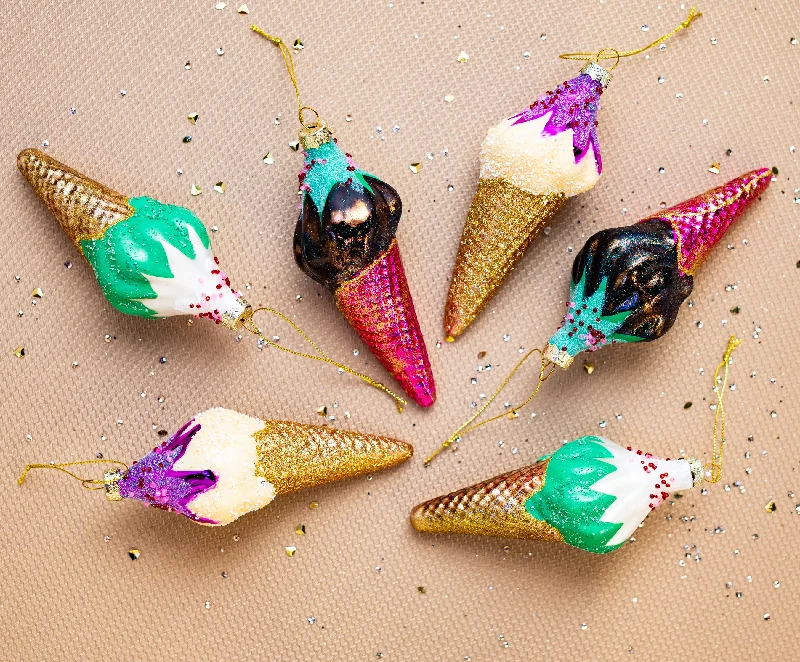 6" Ice Cream Assorted Ornament Set Of 12