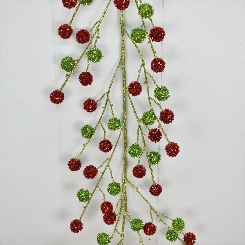 68" Christmas Pizazz Ball Garland in Red/Green | QG