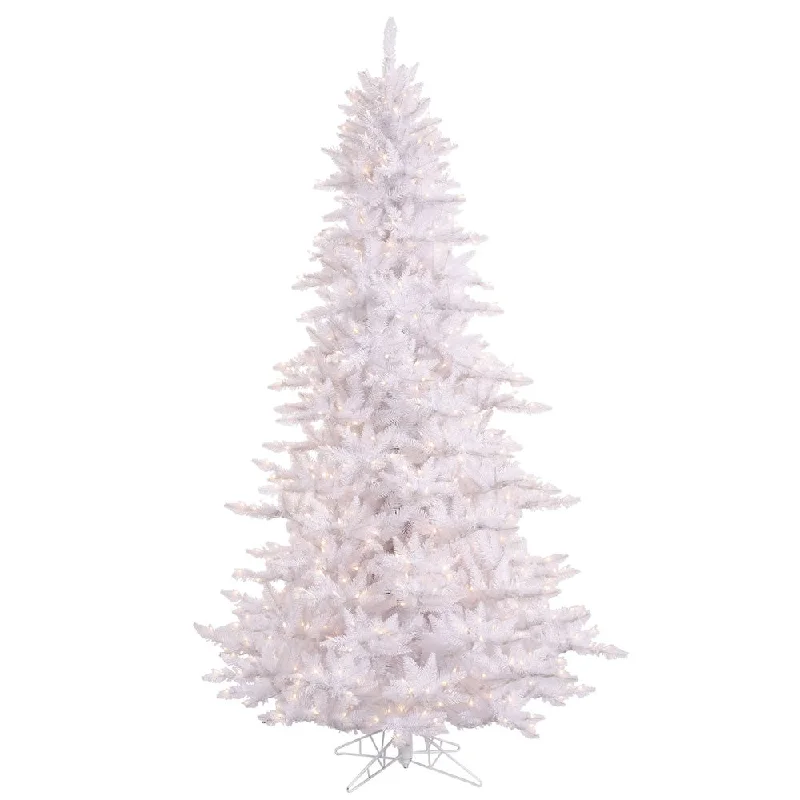 7.5' White Christmas Tree, Warm White LED Lights