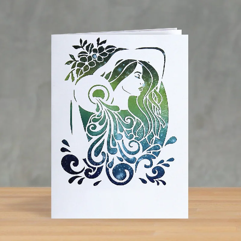 Aquarius Paper Cutting Greetings Card + Wall Art Digital Templates