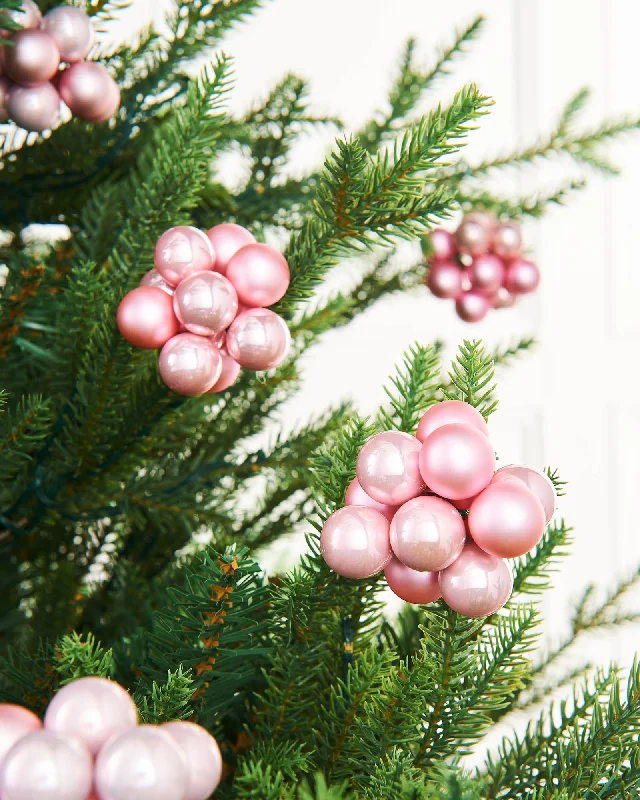 Baby Pink Glass Berry Cluster Baubles, 10 Pack