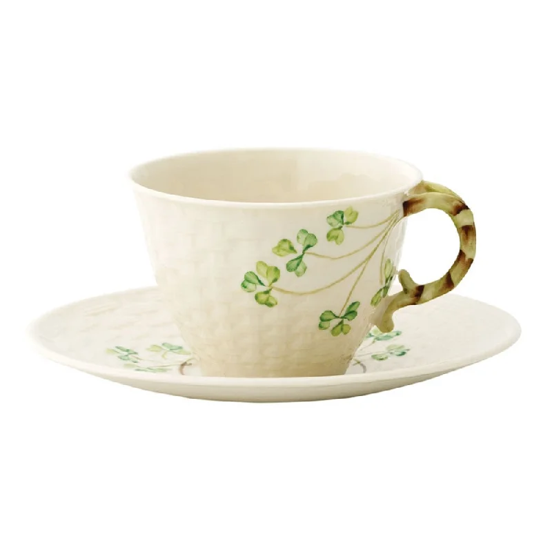 Belleek Classic Shamrock Tea Cup and Saucer