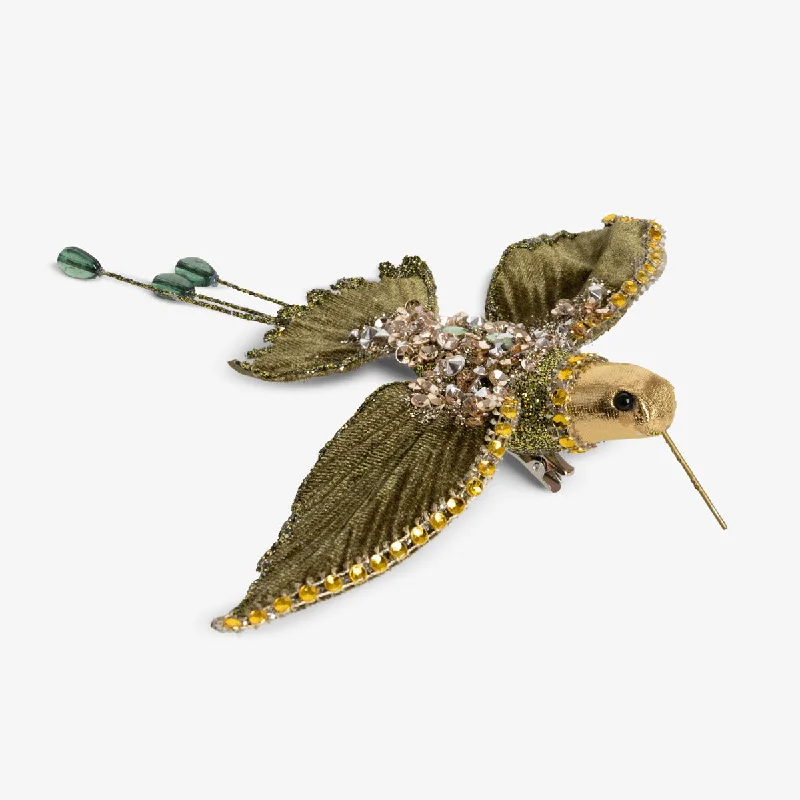 Bird Glitter Ornament (Green & Gold)