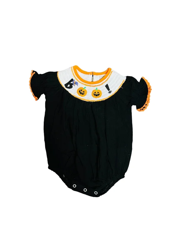 Black and Orange Boo Halloween Smocked Dress and Bloomers Set