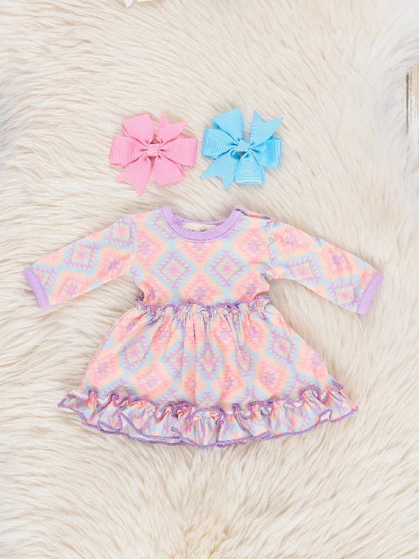 Bright Neon Boho Ruffle 18 inch Doll Dress