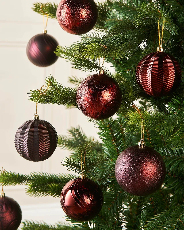 Burgundy Shatterproof Baubles, 16 Pack, 8 cm