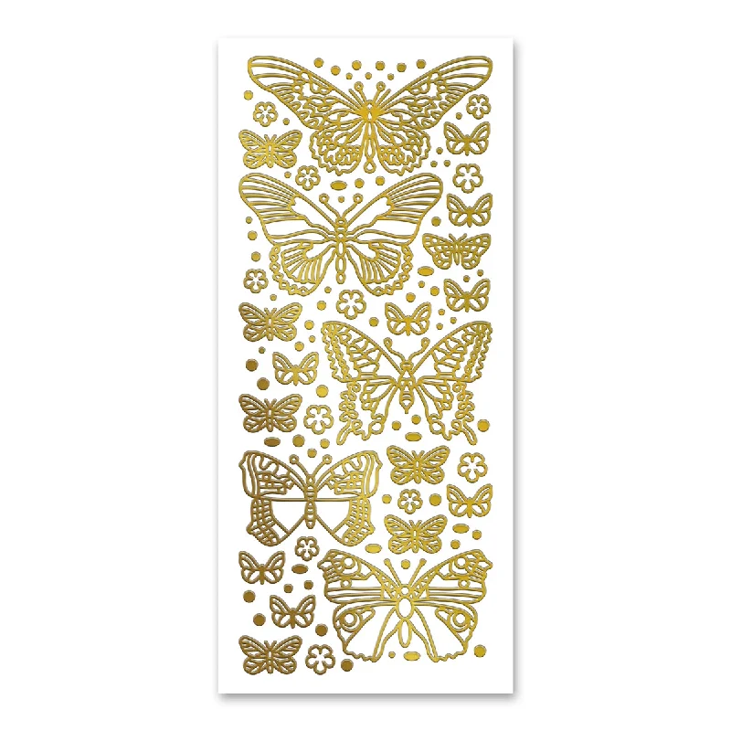 Butterflies (L&S) Gold Self Adhesive Peel Off Stickers