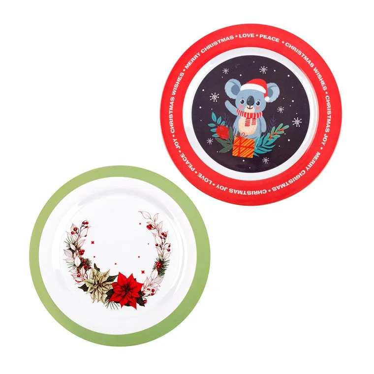 Melamine Xmas Round Plate, Large, 2 Asstd