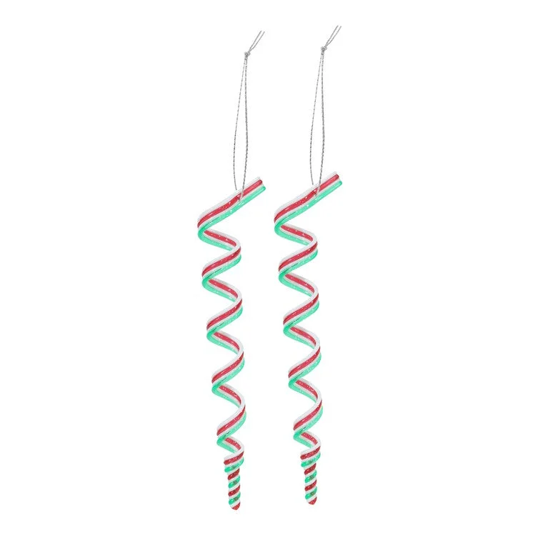 Candy Cane Spiral Decoration, 2pk, Asstd