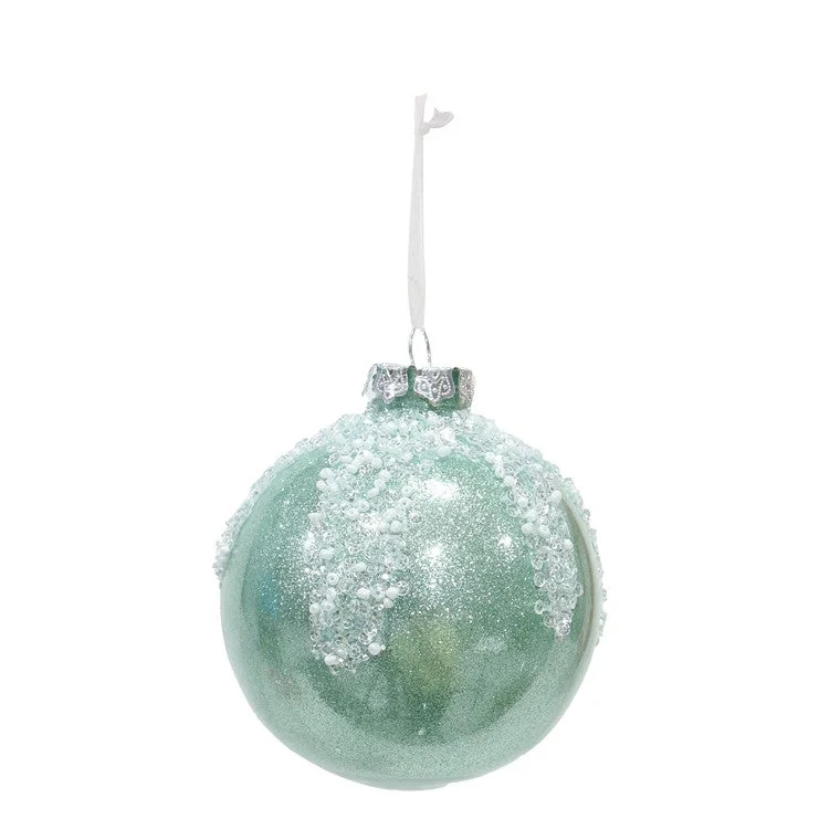 Snowcapped Pearl Bauble, 10cm, Asstd