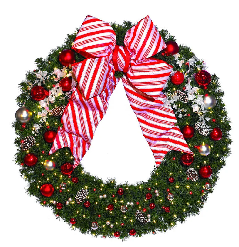 Candy Cane Decorated Commercial Wreath