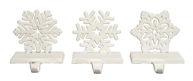 White Cast Iron Snowflake Stocking Holder