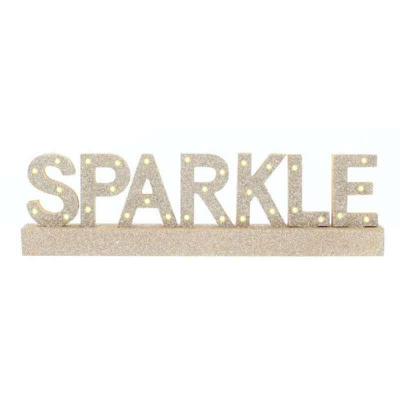 Champagne Sparkle Wooden Light Up Room Decoration 40cm