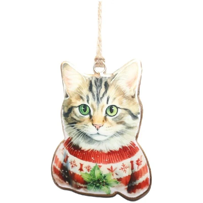 Christmas Cat Wearing Jumper Hanging Decoration