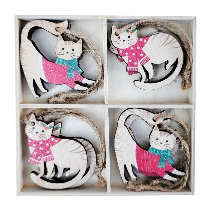 Christmas Cats Hanging Decoration Box Set of 8