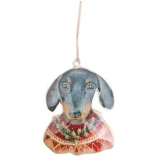 Christmas Dachshund Dog Wearing Jumper Hanging Decoration