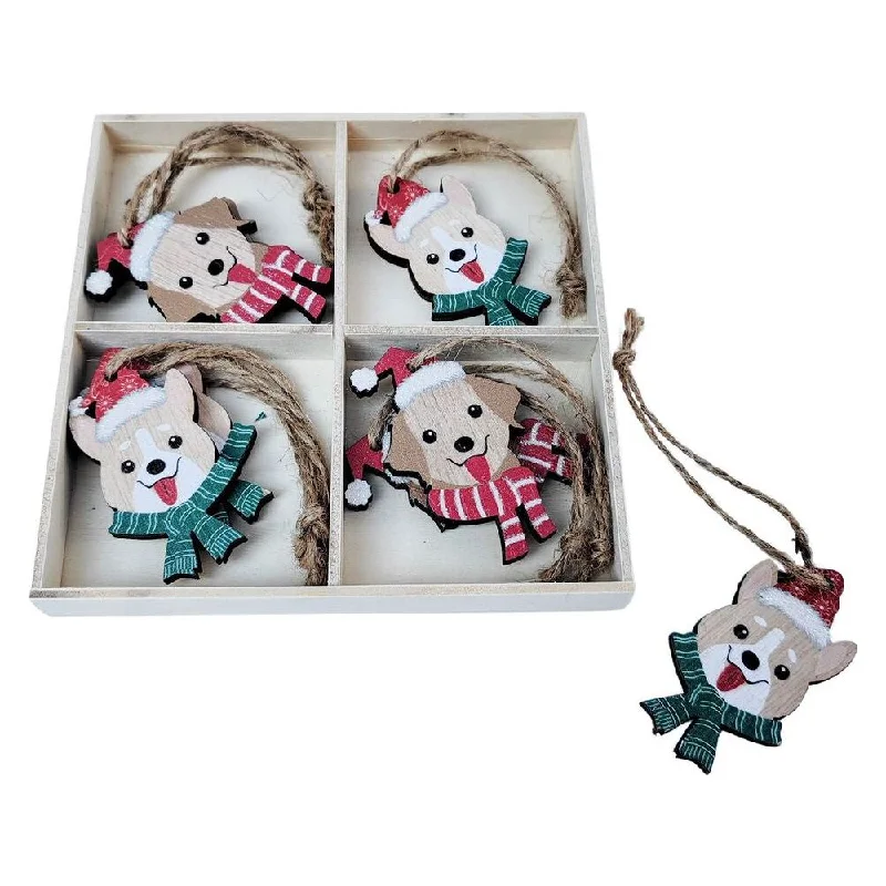 Christmas Dogs Hanging Decoration Box Set of 8