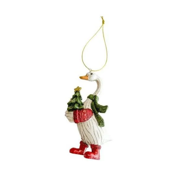 Christmas Goose Holding Tree Hanging Decoration