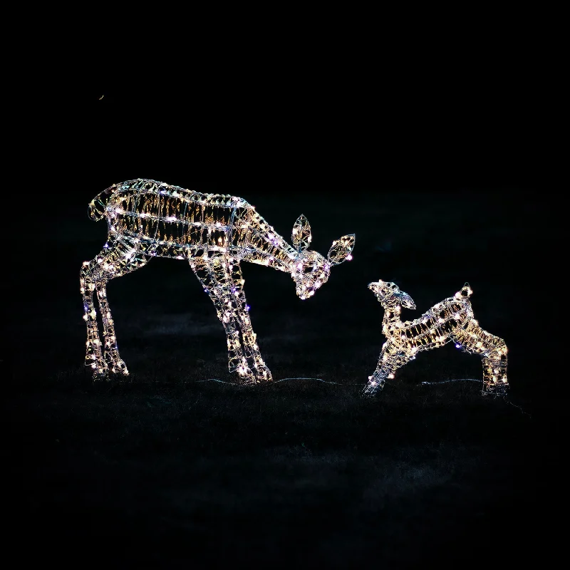 Christmas Reindeer Lights - 1M Laser Light Up Mother & Baby with 250 White LEDs