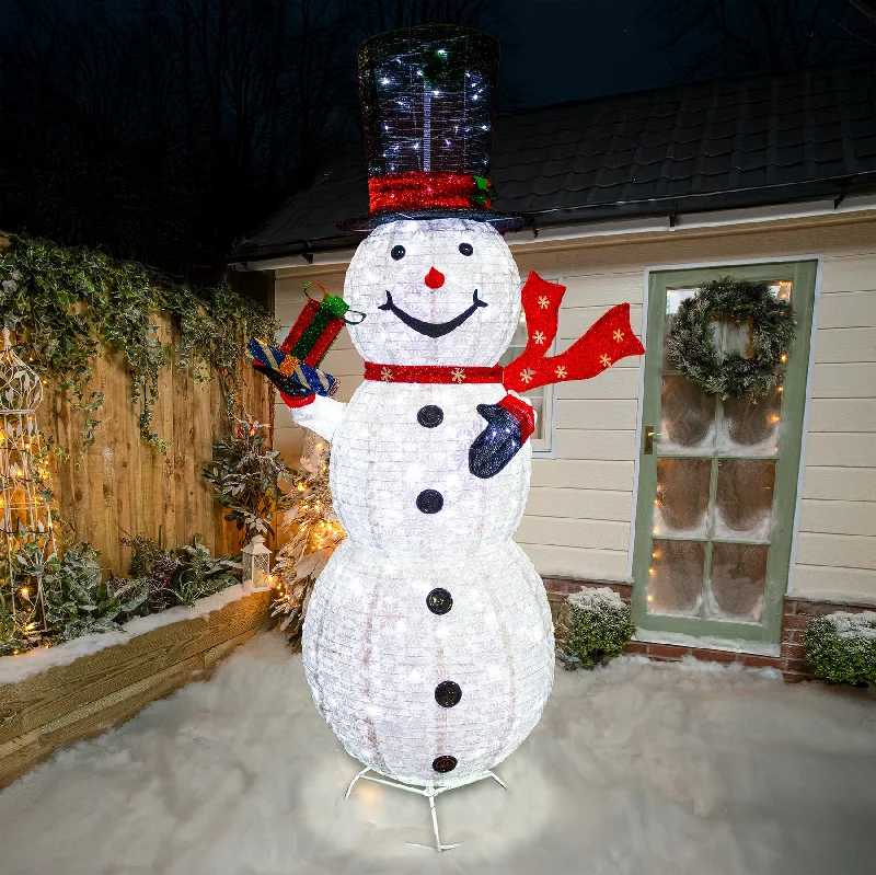 Christmas Snowman Lights - 2.4M Pop-Up Outdoor Light Up Snowman with 270 White Twinkling LEDs