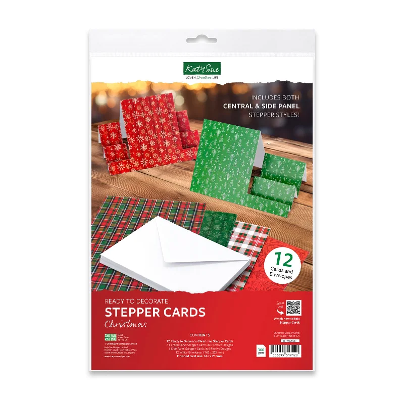 Christmas Stepper Cards & Envelopes - Pack of 12