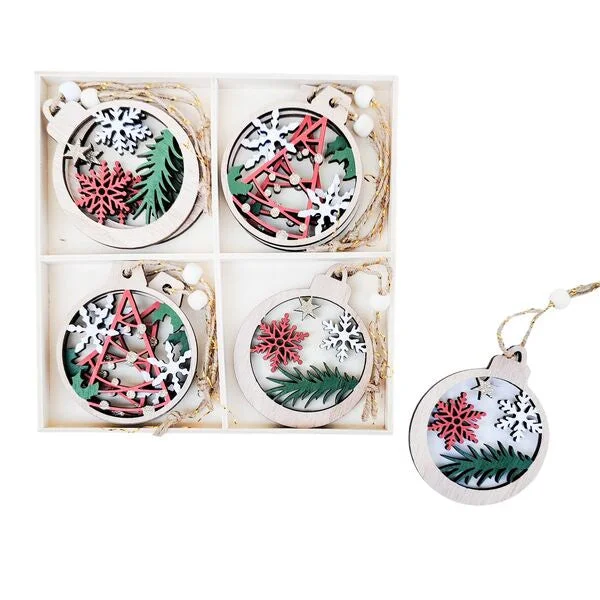 Christmas Tree & Snowflake Hanging Decoration Box Set of 8