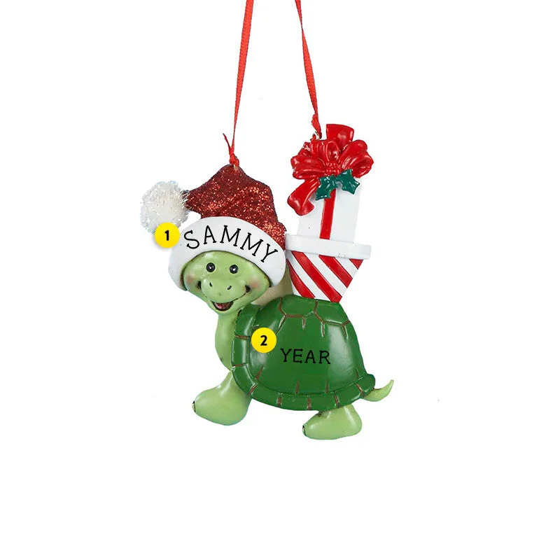 Personalized Christmas Turtle Ornament