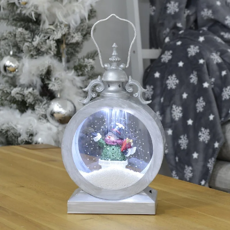 Classic Snowing Christmas Lantern Decoration With Lights