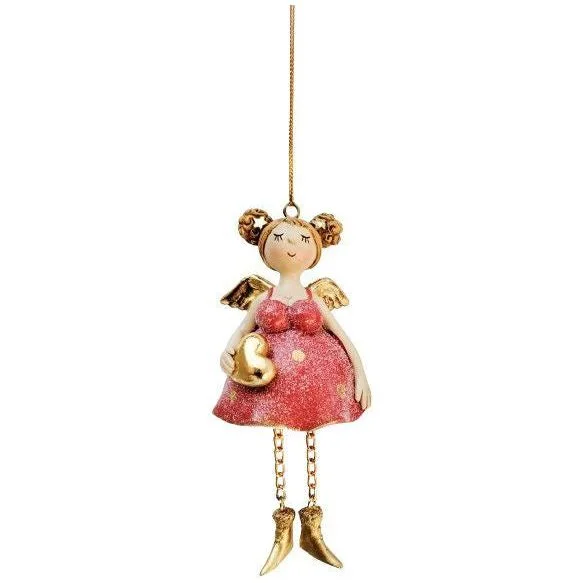 Curvy Angel Holding Heart in Hand Hanging Decoration