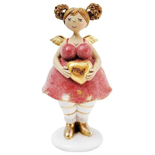 Curvy Angel Holding Heart Standing Decoration