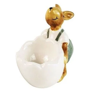 Cute Bunny Egg Cup 9cm Sage