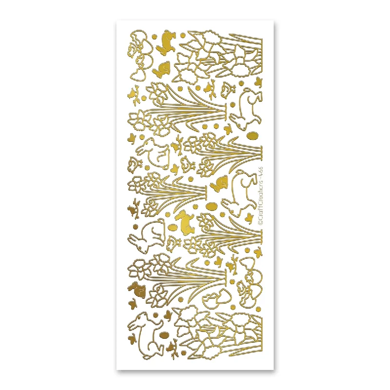 Daffodils and Rabbits Gold Self Adhesive Stickers