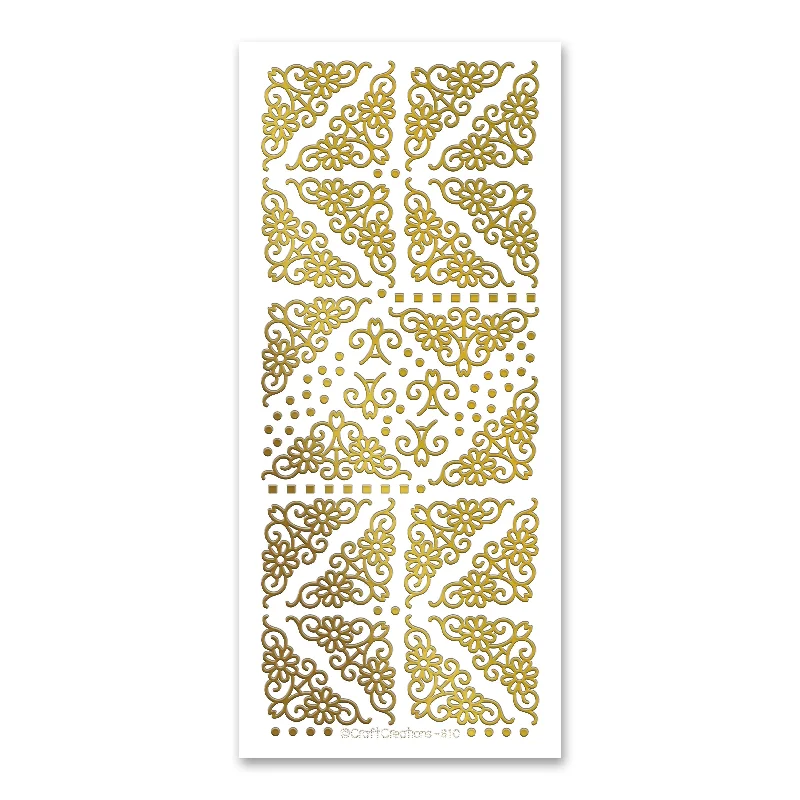 Daisy Corners Gold Self Adhesive Stickers