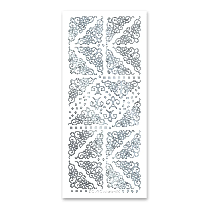 Daisy Corners Silver Self Adhesive Stickers