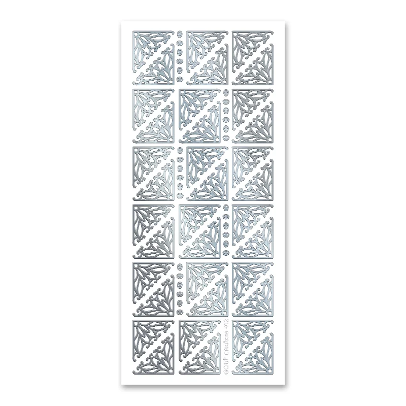 Decorative Corners Silver Self Adhesive Stickers