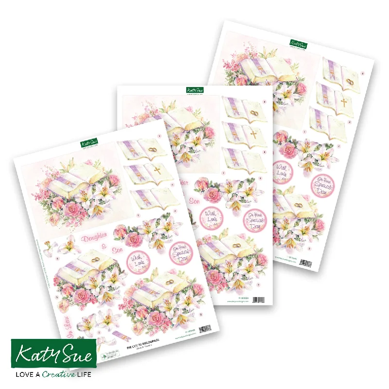 Die Cut Decoupage – Wedding Book & Flowers (pack of 3)