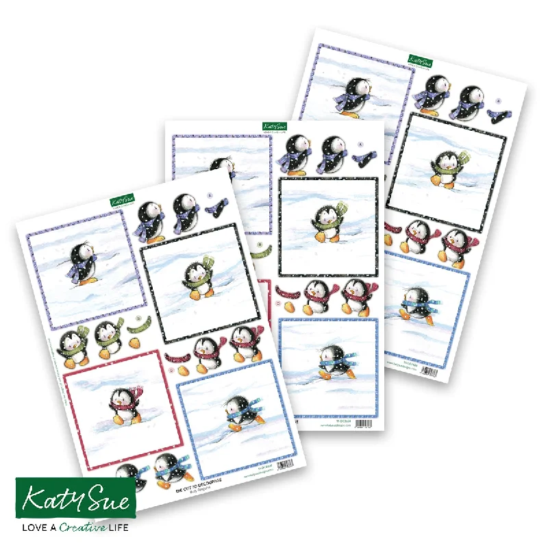 Die Cut Decoupage – Busy Penguins (pack of 3)