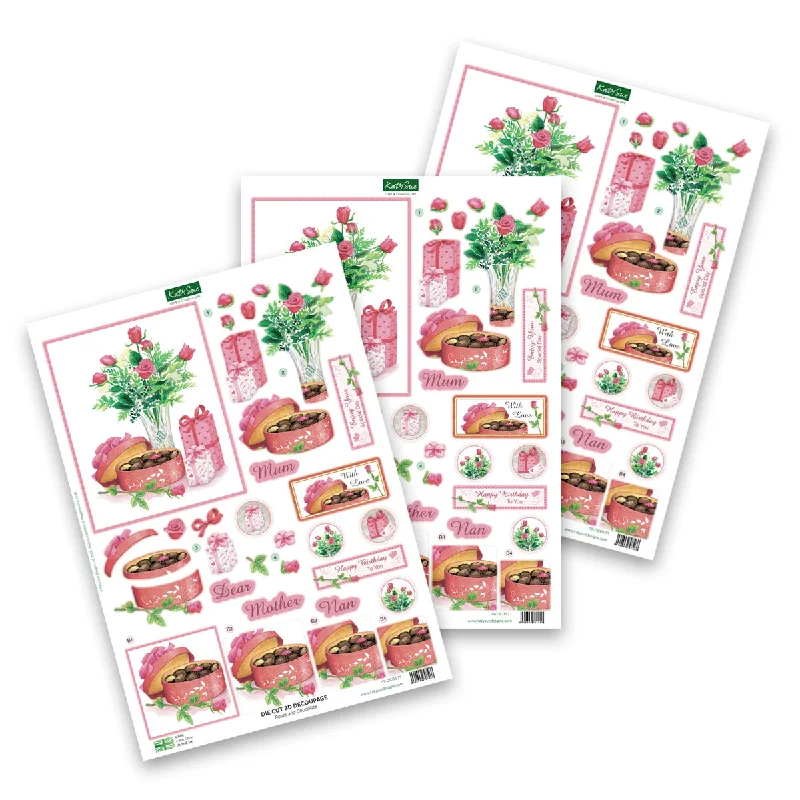 Die Cut Decoupage – Roses and Chocolate (pack of 3)