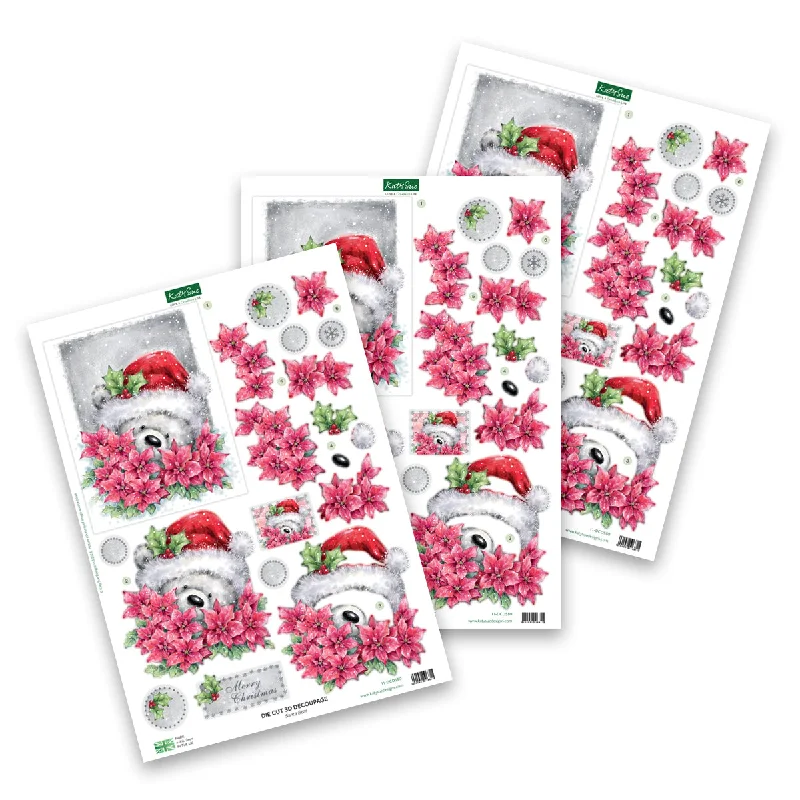 Die Cut Decoupage – Santa Bear (pack of 3)