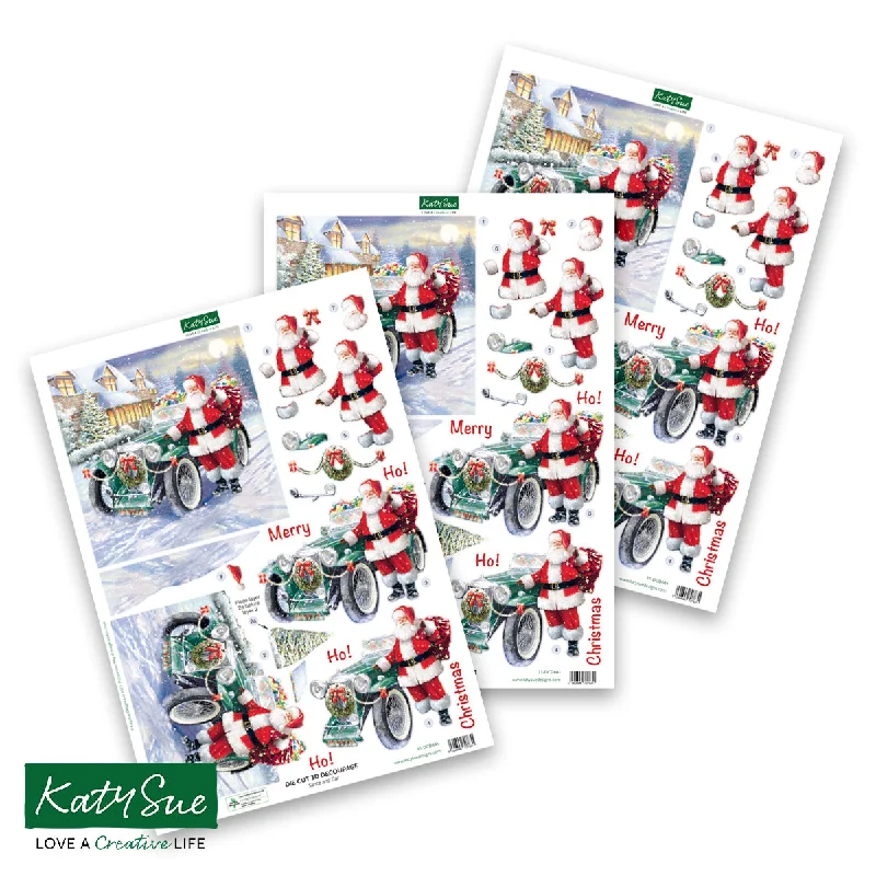 Die Cut Decoupage – Santa & Car (pack of 3)