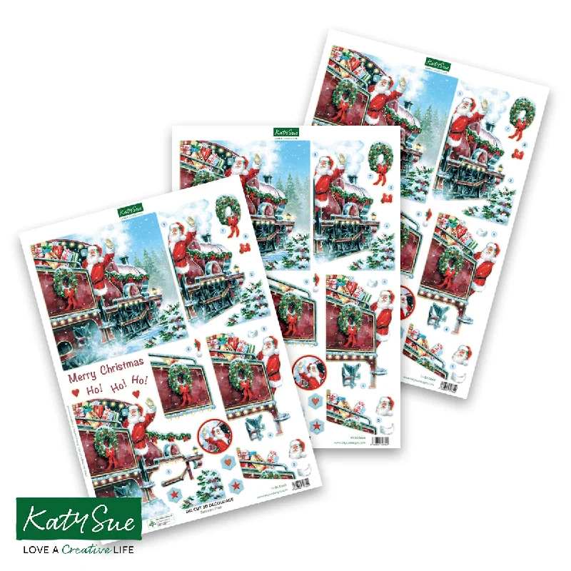 Die Cut Decoupage – Santa On Train (pack of 3)